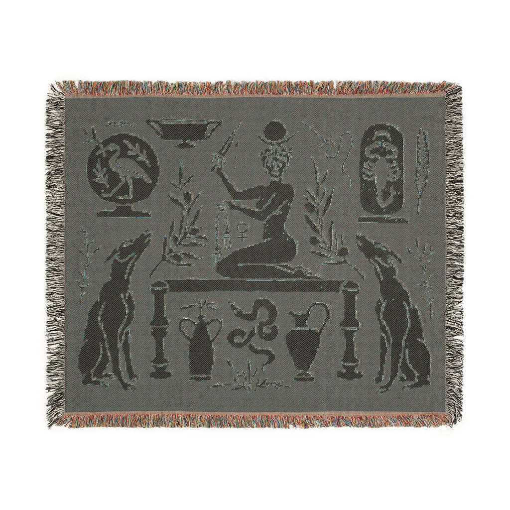 Two Guard Dogs Woven Blanket in RUST