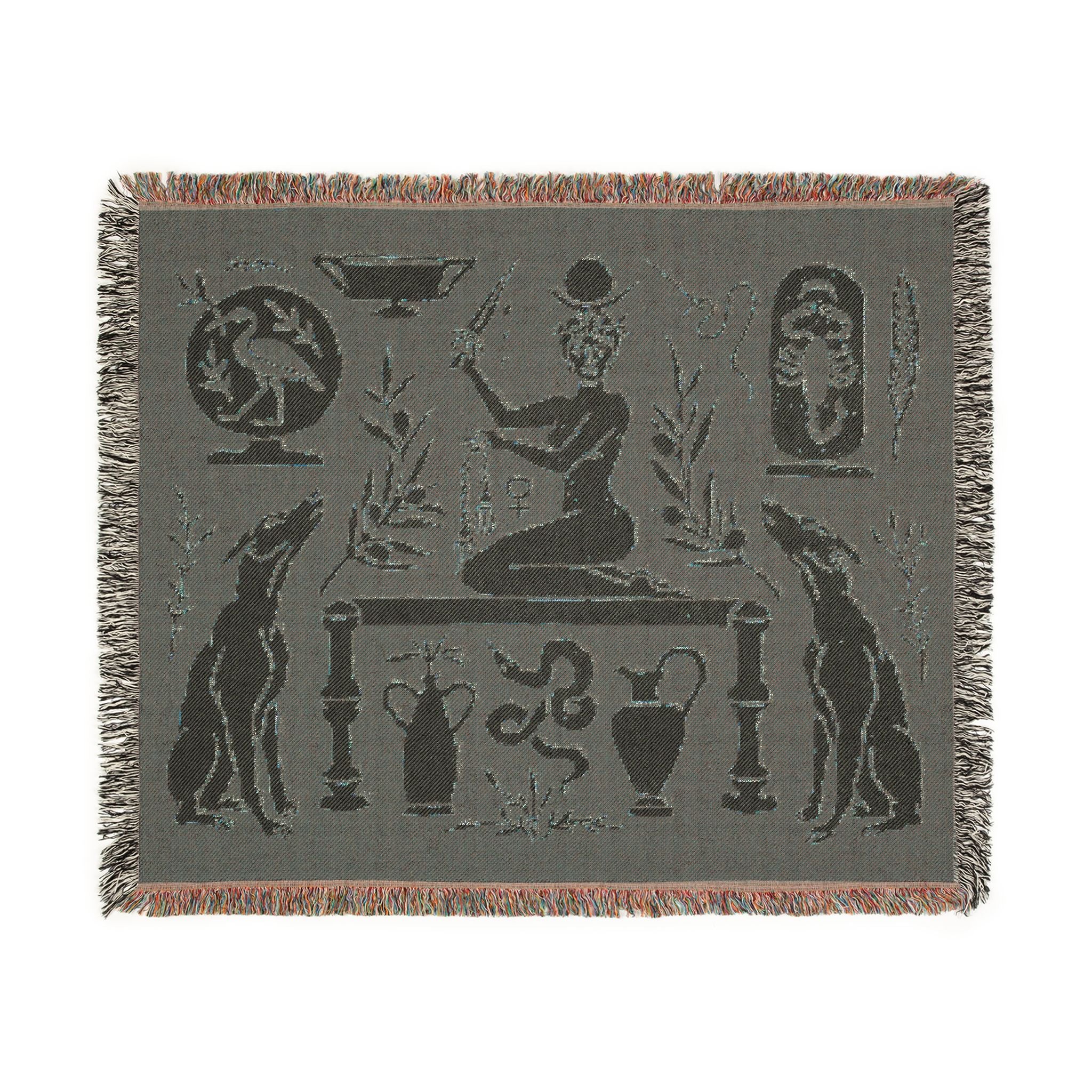 Two Guard Dogs Woven Blanket in RUST