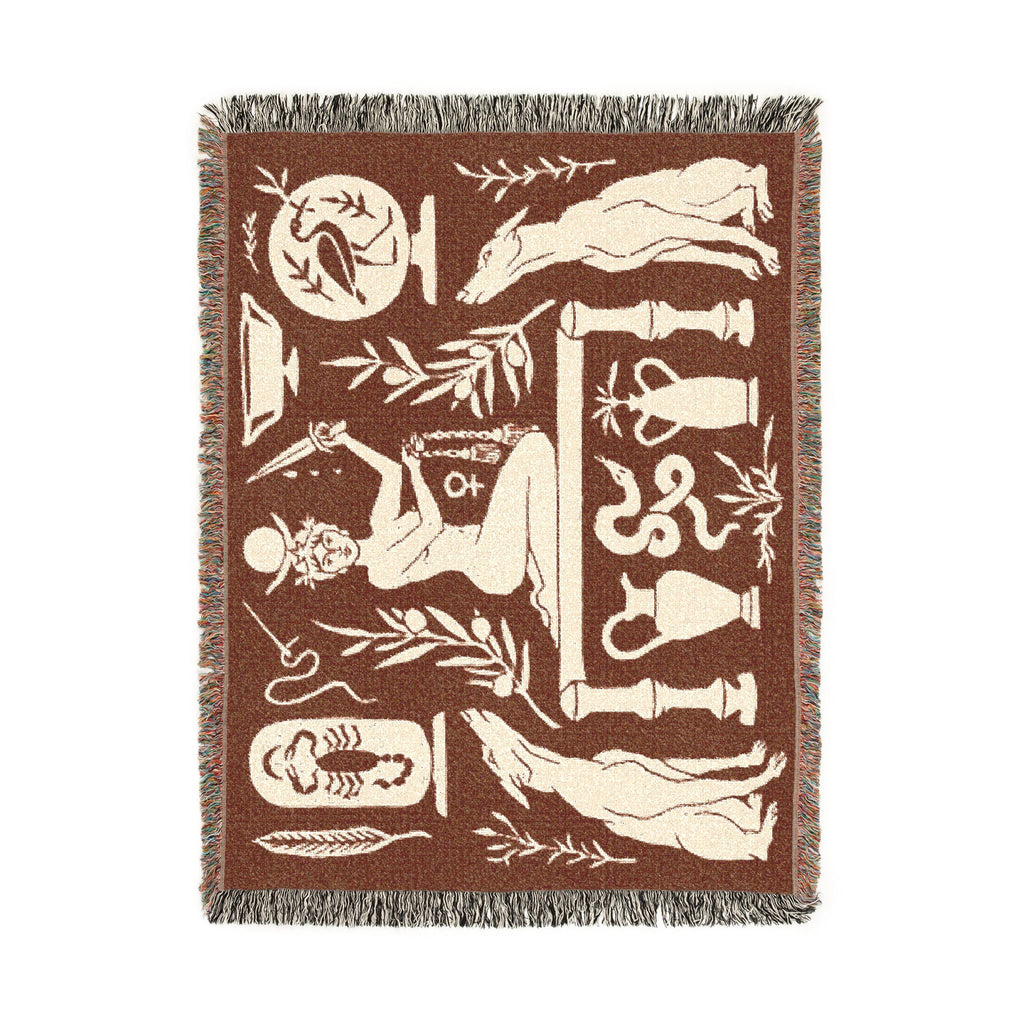 Two Guard Dogs Woven Blanket in RUST