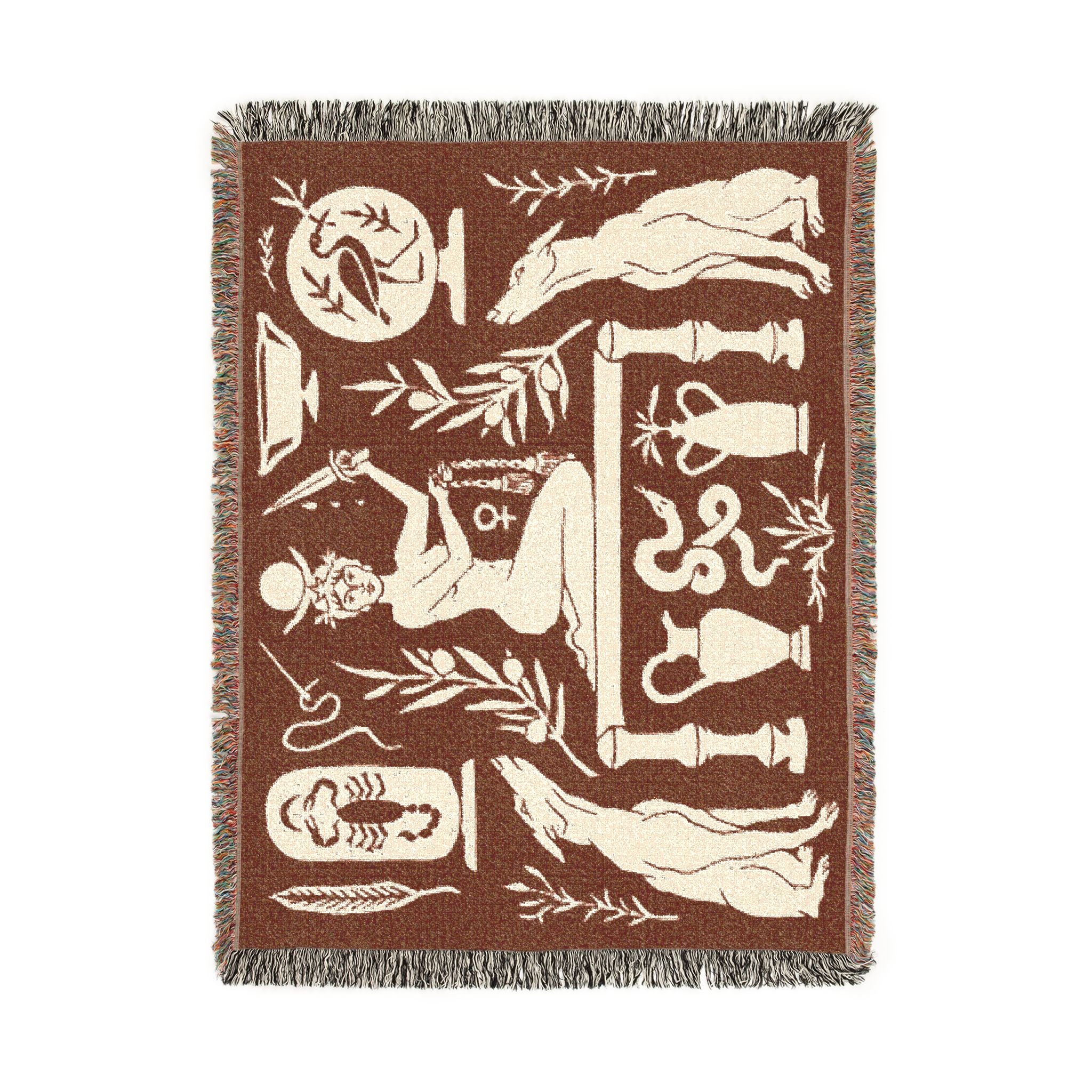 Two Guard Dogs Woven Blanket in RUST