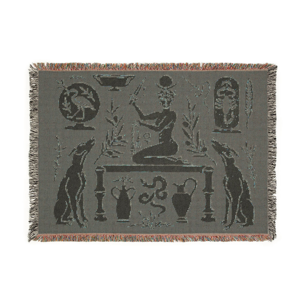 Two Guard Dogs Woven Blanket in RUST