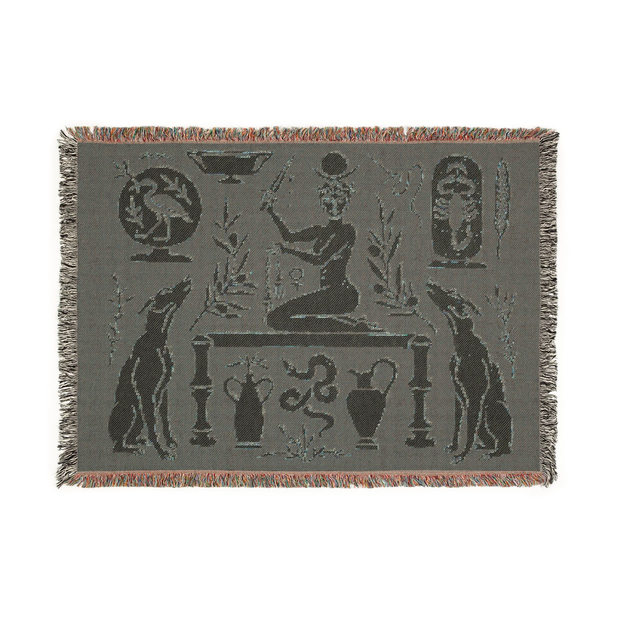 Two Guard Dogs Woven Blanket in RUST