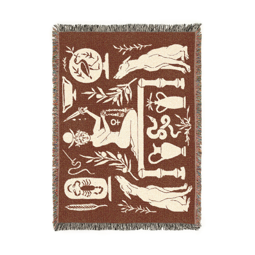Two Guard Dogs Woven Blanket in RUST