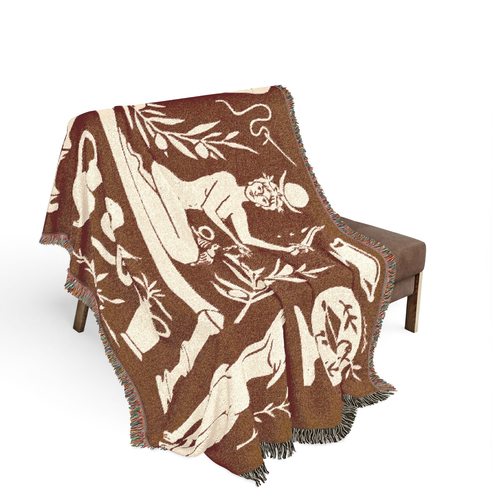Two Guard Dogs Woven Blanket in RUST