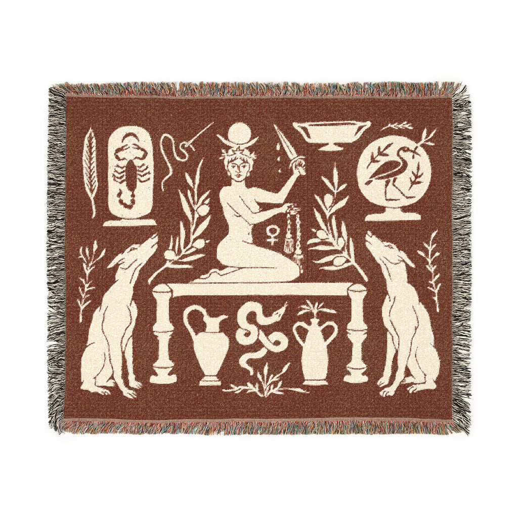 Two Guard Dogs Woven Blanket in RUST