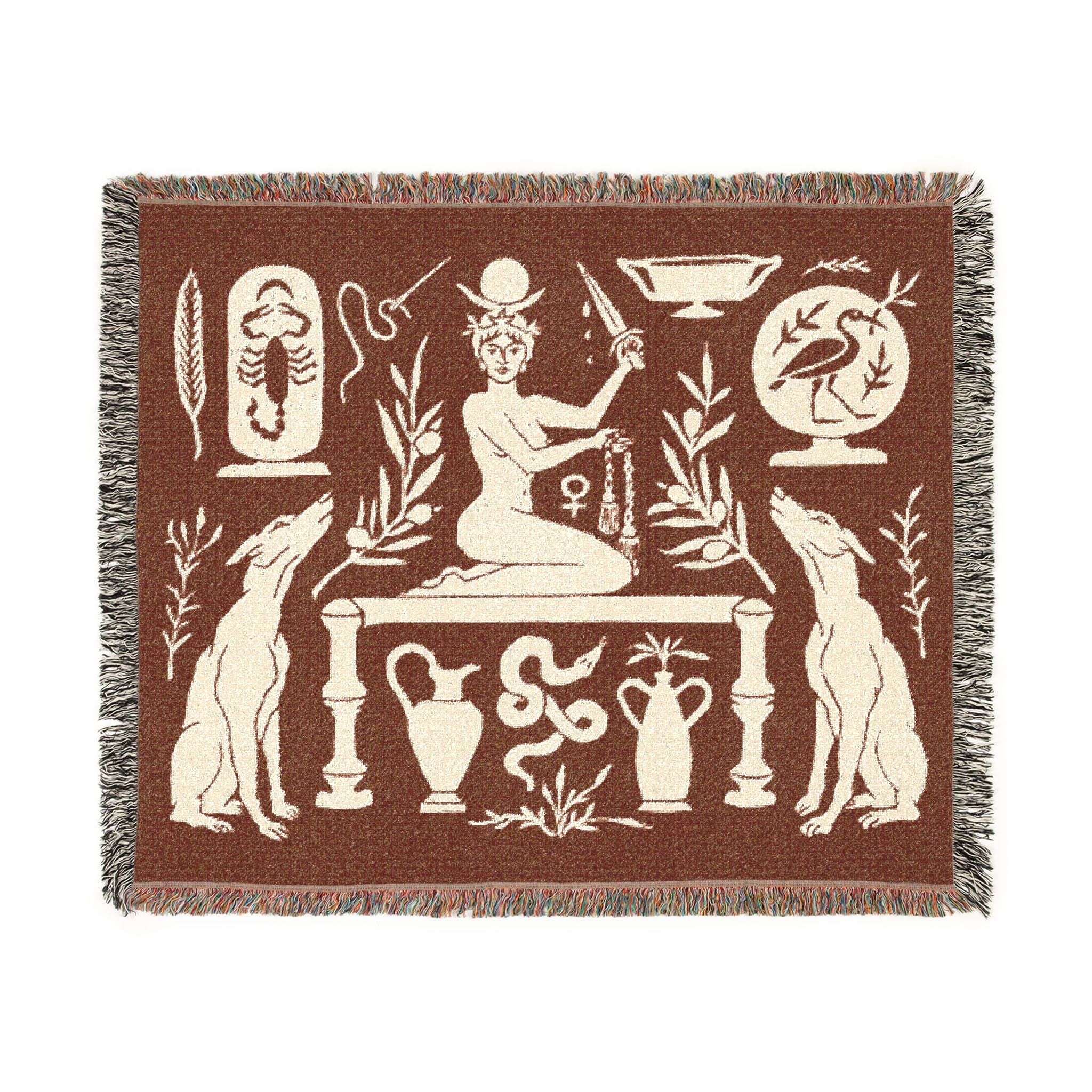 Two Guard Dogs Woven Blanket in RUST