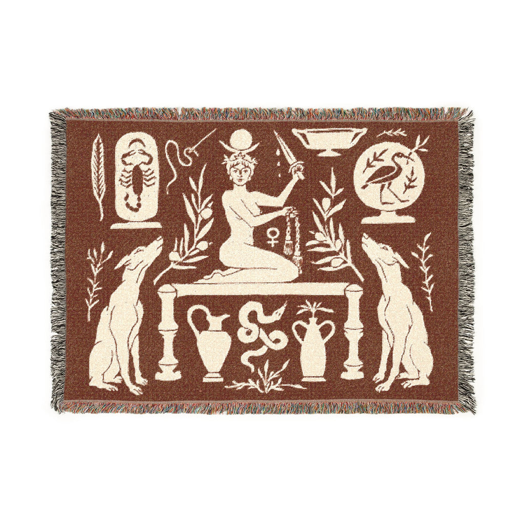 Two Guard Dogs Woven Blanket in RUST