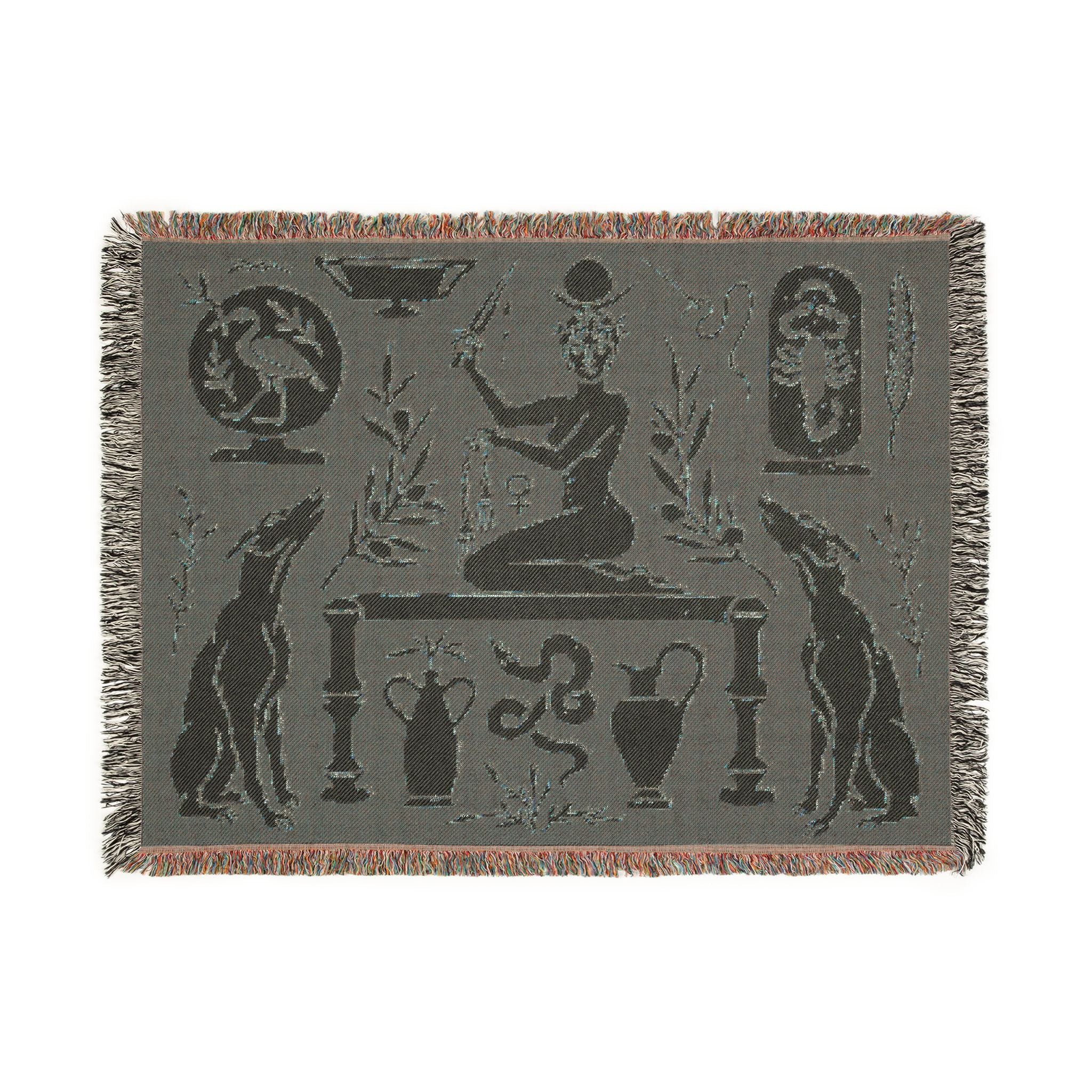 Two Guard Dogs Woven Blanket in RUST