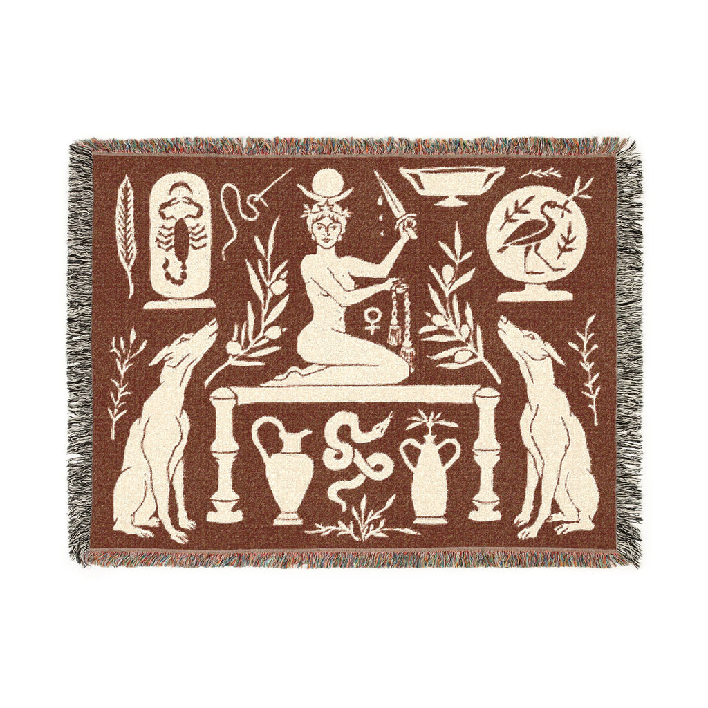 Two Guard Dogs Woven Blanket in RUST